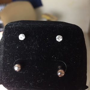 diamond and silver earring set